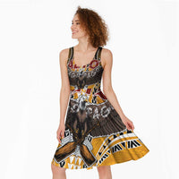 Samoa Pago Pago Aeto Midi Dress Bald Eagle with Polynesian Art Tattoos - Polynesian Pride