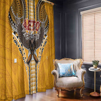 Samoa Pago Pago Aeto Window Curtain Bald Eagle with Polynesian Art Tattoos - Polynesian Pride