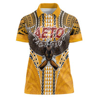 Samoa Pago Pago Aeto Women Polo Shirt Bald Eagle with Polynesian Art Tattoos - Polynesian Pride