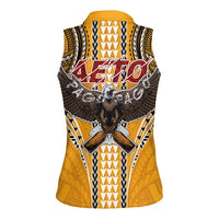 Samoa Pago Pago Aeto Women Sleeveless Polo Shirt Bald Eagle with Polynesian Art Tattoos - Polynesian Pride