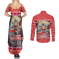 new-zealand-christmas-couples-matching-summer-maxi-dress-and-long-sleeve-button-shirts-santa-catch-the-wave-maori-pattern-retro-style
