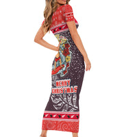 new-zealand-christmas-short-sleeve-bodycon-dress-santa-catch-the-wave-maori-pattern-retro-style