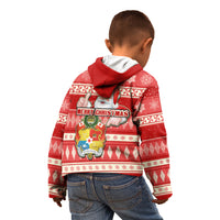 Tonga Christmas Kid Hoodie The Santa Coat of Arms with Ngatu and Snow Pattern LT03 - Polynesian Pride