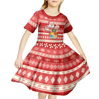 tonga-christmas-kid-short-sleeve-dress-the-santa-coat-of-arms-with-ngatu-and-snow-pattern