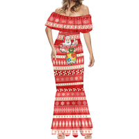 Tonga Christmas Mermaid Dress The Santa Coat of Arms with Ngatu and Snow Pattern LT03 - Polynesian Pride