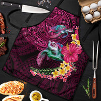 Hawaiian Plumeria and Hibiscus with Turtles Apron Polynesian Art Red Color - Polynesian Pride