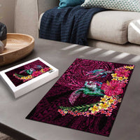 Hawaiian Plumeria and Hibiscus with Turtles Puzzle Polynesian Art Red Color - Polynesian Pride