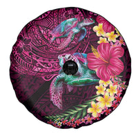 Hawaiian Plumeria and Hibiscus with Turtles Spare Tire Cover Polynesian Art Red Color - Polynesian Pride