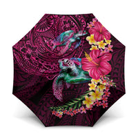 Hawaiian Plumeria and Hibiscus with Turtles Umbrella Polynesian Art Red Color - Polynesian Pride