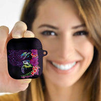 Hawaiian Plumeria and Hibiscus with Turtles AirPods Case Polynesian Art Purple Color - Polynesian Pride