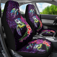 Hawaiian Plumeria and Hibiscus with Turtles Car Seat Cover Polynesian Art Purple Color - Polynesian Pride