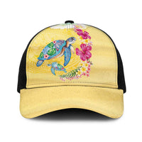 Hawaiian Tropical Plants Turtles Baseball Net Cap Watercolor Style - Polynesian Pride