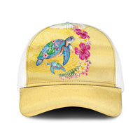 Hawaiian Tropical Plants Turtles Baseball Net Cap Watercolor Style - Polynesian Pride