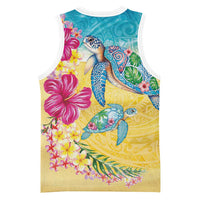 Hawaiian Tropical Plants Turtles Basketball Jersey Watercolor Style - Polynesian Pride