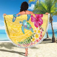 Hawaiian Tropical Plants Turtles Beach Blanket Watercolor Style - Polynesian Pride