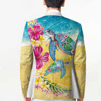 Hawaiian Tropical Plants Turtles Blazer Watercolor Style - Polynesian Pride