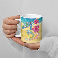 Hawaiian Tropical Plants Turtles Ceramic Mug Watercolor Style - Polynesian Pride