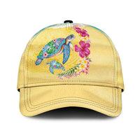 Hawaiian Tropical Plants Turtles Classic Cap Watercolor Style - Polynesian Pride