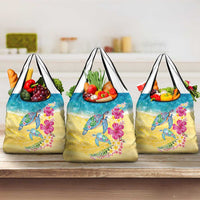 Hawaiian Tropical Plants Turtles Grocery Bag Watercolor Style - Polynesian Pride