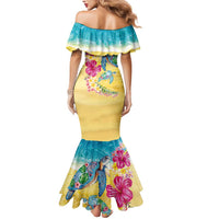 Hawaiian Tropical Plants Turtles Mermaid Dress Watercolor Style - Polynesian Pride