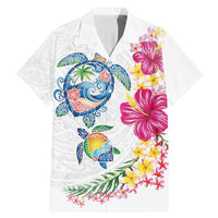 Hawaiian Abstract Art Turtles Family Matching Mermaid Dress and Hawaiian Shirt with Plumeria and Hibiscus - Polynesian Pride