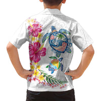 Hawaiian Abstract Art Turtles Family Matching Tank Maxi Dress and Hawaiian Shirt with Plumeria and Hibiscus - Polynesian Pride