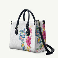 Hawaiian Abstract Art Turtles Leather Bag with Plumeria and Hibiscus - Polynesian Pride