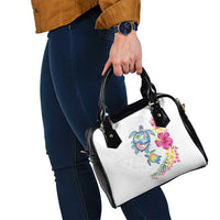 Hawaiian Abstract Art Turtles Shoulder Handbag with Plumeria and Hibiscus - Polynesian Pride