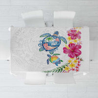 Hawaiian Abstract Art Turtles Tablecloth with Plumeria and Hibiscus - Polynesian Pride
