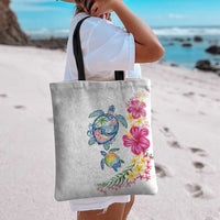 Hawaiian Abstract Art Turtles Tote Bag with Plumeria and Hibiscus - Polynesian Pride