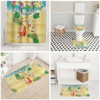 Hawaiian Mele Kalikimaka Bathroom Set Tropical Plumeria and Lei Funny Santa Beach - Polynesian Pride