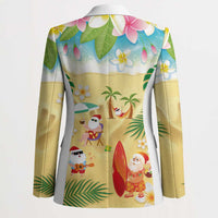 Hawaiian Mele Kalikimaka Blazer Tropical Plumeria and Lei Funny Santa Beach - Polynesian Pride