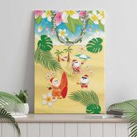 Hawaiian Mele Kalikimaka Canvas Wall Art Tropical Plumeria and Lei Funny Santa Beach - Polynesian Pride