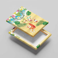 Hawaiian Mele Kalikimaka Canvas Wall Art Tropical Plumeria and Lei Funny Santa Beach - Polynesian Pride