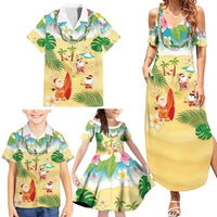 Hawaiian Mele Kalikimaka Family Matching Summer Maxi Dress and Hawaiian Shirt Tropical Plumeria and Lei Funny Santa Beach - Polynesian Pride
