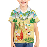 Hawaiian Mele Kalikimaka Family Matching Summer Maxi Dress and Hawaiian Shirt Tropical Plumeria and Lei Funny Santa Beach - Polynesian Pride