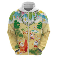 Hawaiian Mele Kalikimaka Hoodie Tropical Plumeria and Lei Funny Santa Beach - Polynesian Pride