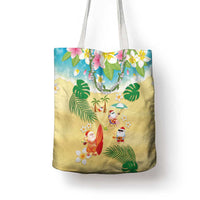 Hawaiian Mele Kalikimaka Tote Bag Tropical Plumeria and Lei Funny Santa Beach - Polynesian Pride