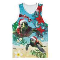 Hawaiian Mele Kalikimaka Basketball Jersey Tropical Xmas Turtles Red Poinsettia Watercolor LT03 Unisex Multicolor - Polynesian Pride