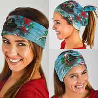 Hawaiian Mele Kalikimaka Neck Gaiter Tropical Xmas Turtles Red Poinsettia Watercolor - Polynesian Pride