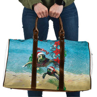 Hawaiian Mele Kalikimaka Travel Bag Tropical Xmas Turtles Red Poinsettia Watercolor LT03 Multicolor - Polynesian Pride