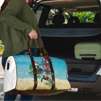 Hawaiian Mele Kalikimaka Travel Bag Tropical Xmas Turtles Red Poinsettia Watercolor LT03 - Polynesian Pride