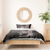 Hawaiian Plumeria and Hibiscus with Turtles Bedding Set Polynesian Art Grayscale - Polynesian Pride