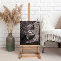 Hawaiian Plumeria and Hibiscus with Turtles Canvas Wall Art Polynesian Art Grayscale - Polynesian Pride