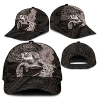 Hawaiian Plumeria and Hibiscus with Turtles Classic Cap Polynesian Art Grayscale - Polynesian Pride