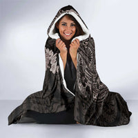 Hawaiian Plumeria and Hibiscus with Turtles Hooded Blanket Polynesian Art Grayscale LT03 - Polynesian Pride