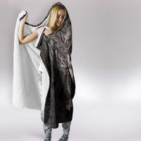 Hawaiian Plumeria and Hibiscus with Turtles Hooded Blanket Polynesian Art Grayscale LT03 - Polynesian Pride