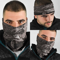 Hawaiian Plumeria and Hibiscus with Turtles Neck Gaiter Polynesian Art Grayscale - Polynesian Pride