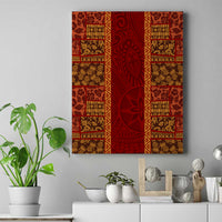 Hawaii Style Hibiscus and Tribal Element Fabric Patchwork Canvas Wall Art LT03 Red - Polynesian Pride