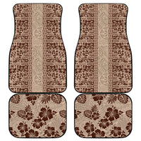 Hawaii Style Hibiscus and Tribal Element Fabric Patchwork Car Mats Beige Version LT03 Beige - Polynesian Pride